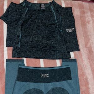 VS Pink seamless leggings and long sleeve top q